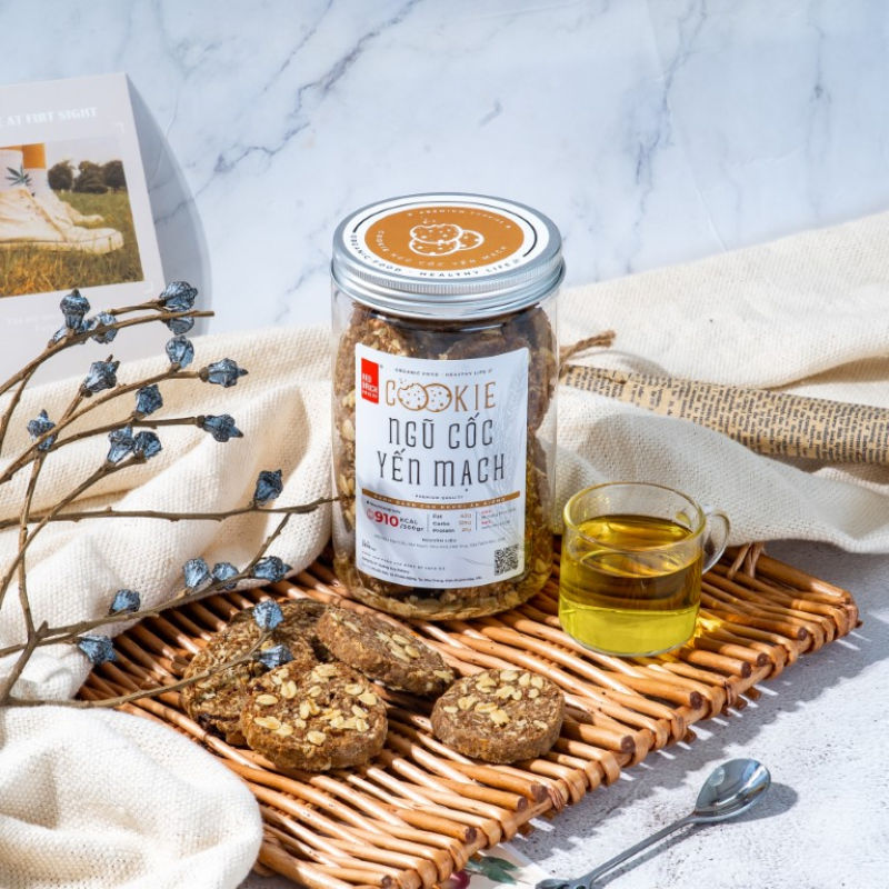 Bánh Cookie Ngũ Cốc Yến Mạch 300g Không Đường Không Bột Mì Ít Calo Và Giàu Dinh Dưỡng