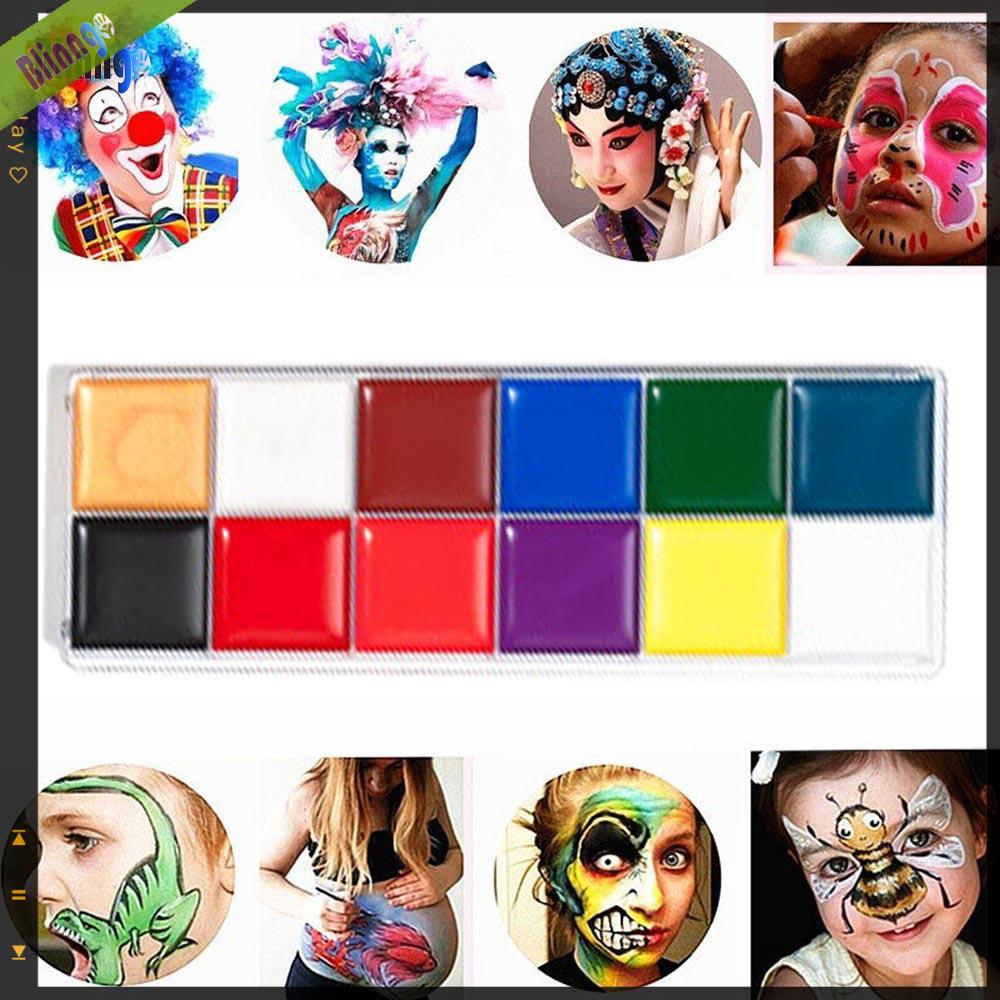 Hộp 12 màu trang điểm cơ thể, chất liệu an toàn không độc hại không gây kích ứng, thích hợp cho các tiệc hóa trang - INTL Kids Toy