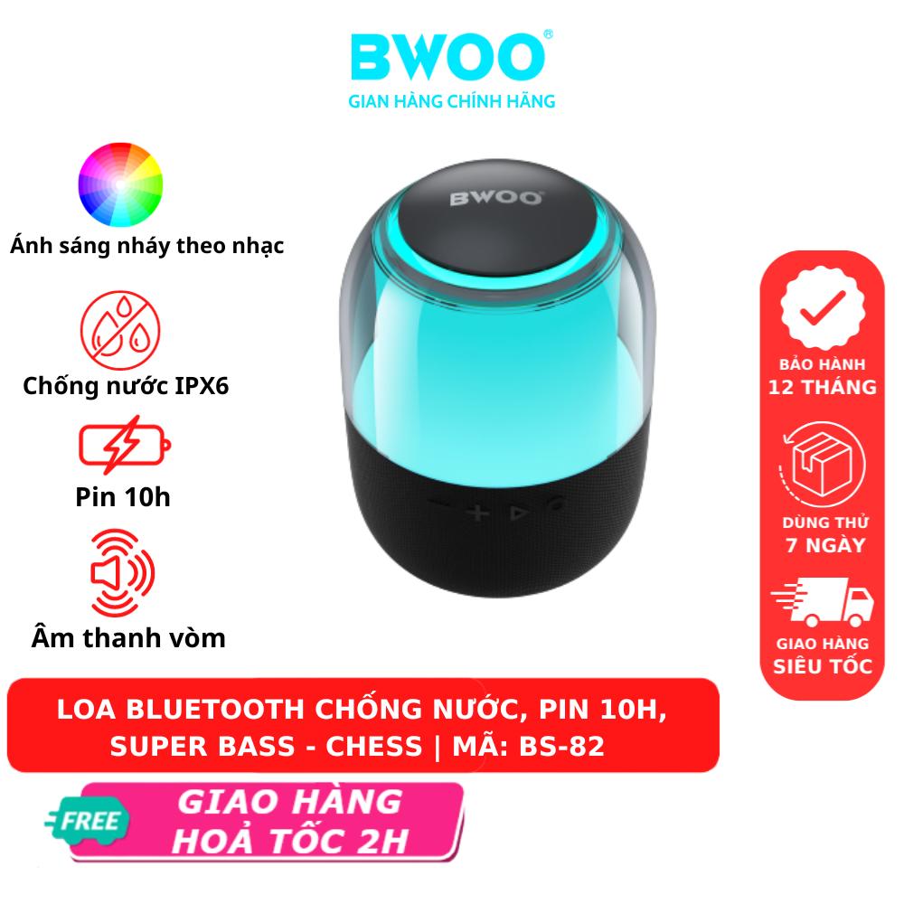 Loa bluetooth BWOO BS82 chống nước IPX6 pin 10h đèn RGB super bass chess bảo hành 12 tháng