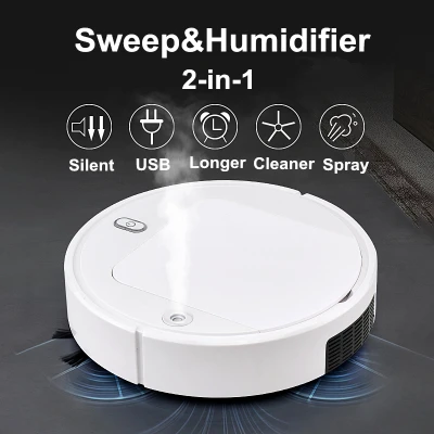 [SG Local]Fully Automatic Cordless Smart Robot Vacuum Cleaner Wireless Sweeping Robot 5-in-1 Mopping Vacuum Humidifier Smart Sweep Robot with Disinfection Function USB Charging Noiseless Sweep Robot Vacuum Cleaner for Home Office