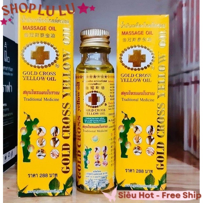 (Bán Chạy) Dầu Chữ thập vàng thảo dược Gold Cross Yellow Oil Thái Lan 15ml Hít vào mũi để thông mũi, giảm nghẹt mũi và giải cảm