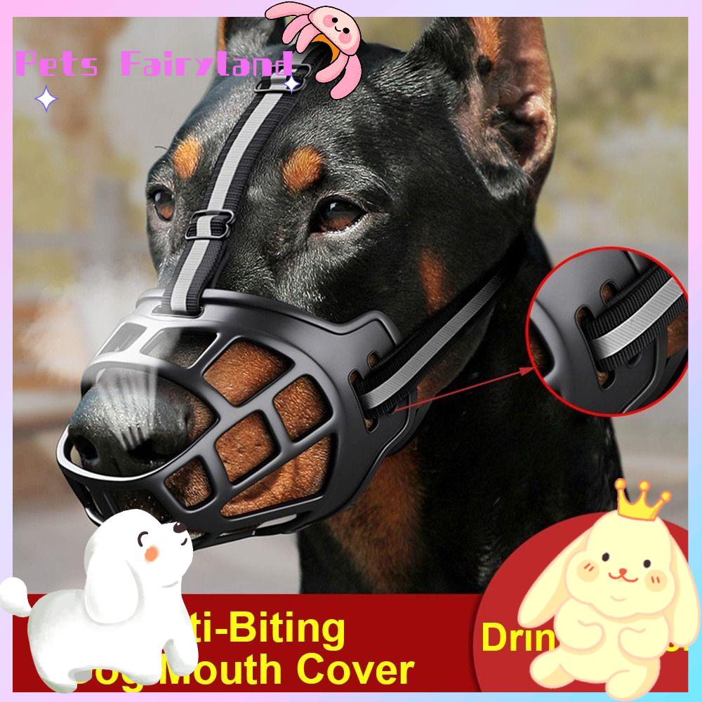 Iwfrvu Shop giọ mõm chó chống cắn có thể uống nước có nắp mõm chó dải phản quang thoáng khí mạnh