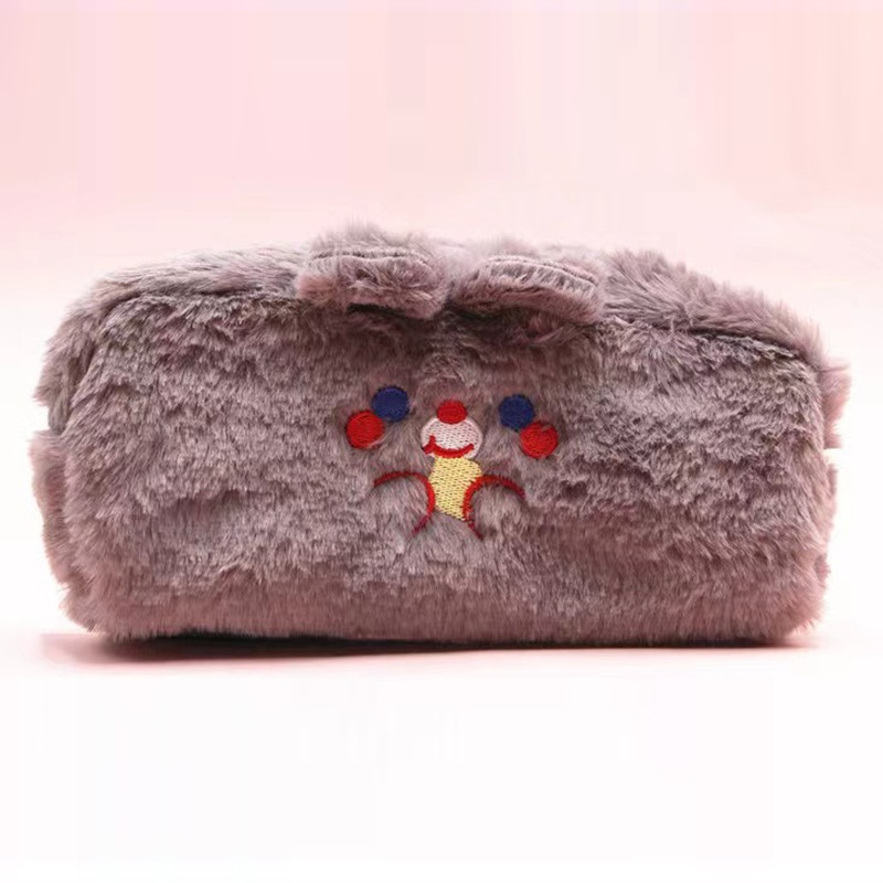 Tempat pensil bulu soft cute/ Tas pensil kosmetik/ Pouch makeup kecil Beruang lucu