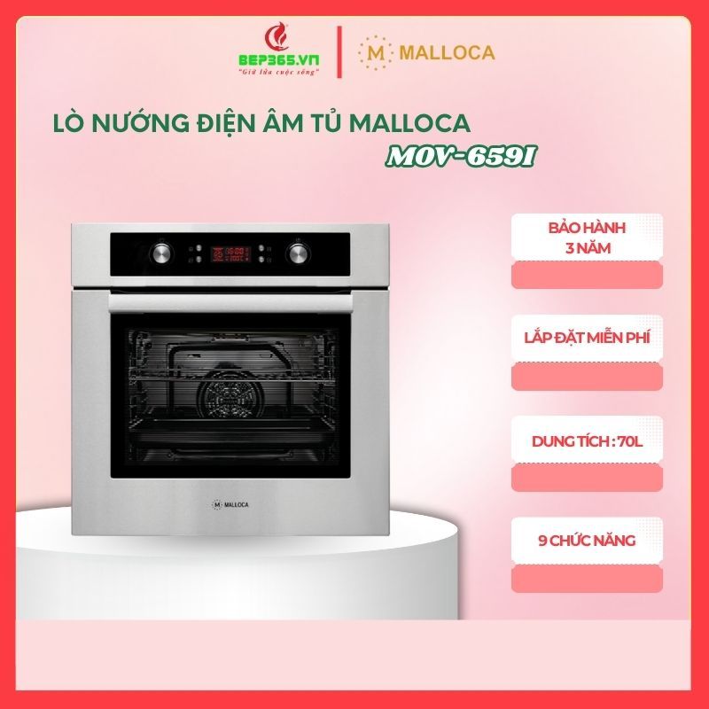 Lò Nướng Âm Tủ Malloca MOV-659I – Dung tích 70L, 9 Chức Năng Nướng, Bảo hành 36 tháng - BST