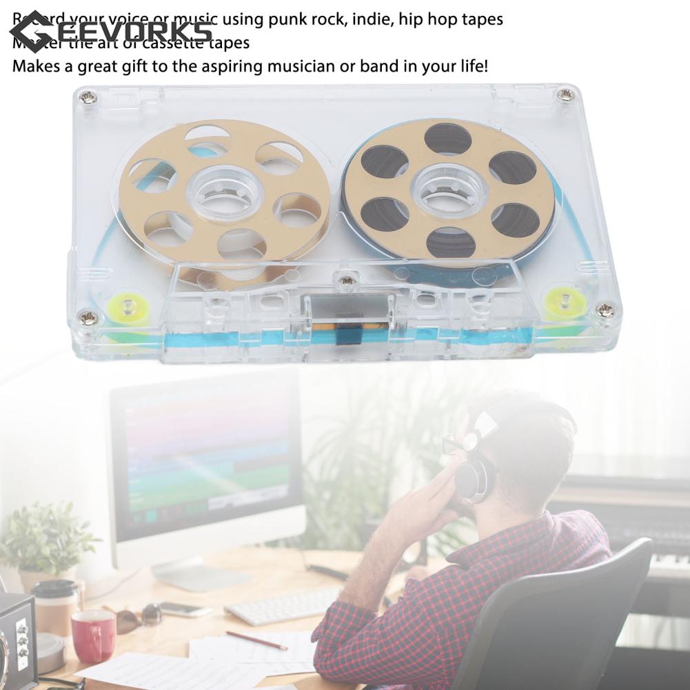 Geevorks Blank Cassette Tapes Reel To Reel Blank Cassette Tape Low Noise Practical Transparent for Recording Music