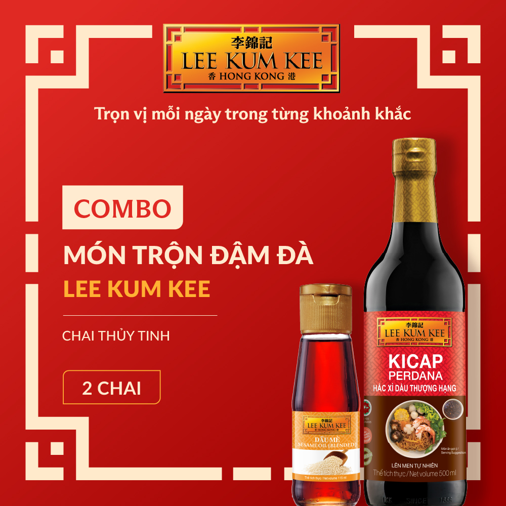 [Đơn 150K Tặng Gói Sốt] Combo Món Trộn Đậm Đà LEE KUM KEE gồm 01 chai Dầu mè 115 ml & 01 chai Hắc xì dầu Kicap 500 ml