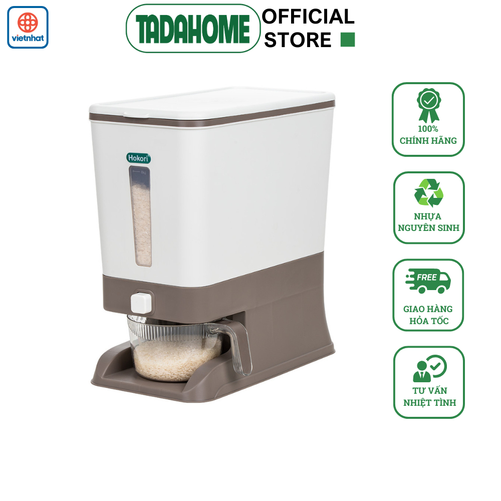 Thùng Đựng Gạo 10kg VIỆT NHẬT 5338 Có Nắp Bật, Hộp Đựng Gạo Chống Ẩm Mốc - TADAHOME