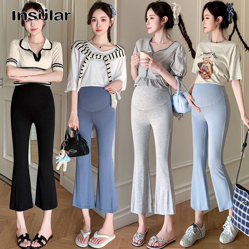 Insular Maternity Flare Pants Adjustable Belly Support Summer Wear ราคา 138 บาท*ส่งฟรี