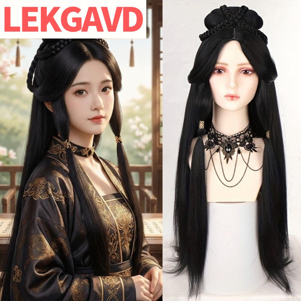 LEKGAVD เครื่องประดับศีรษะ วิกผมสำหรับชุดจีนโบราณ สังเคราะห์ วินเทจ วิกผมยาวตรง น่ารัก คอสเพลย์ วิกผมเต็มศีรษะสีดำ สำหรับผู้หญิง ราคา 838 บาท*ส่งฟรี