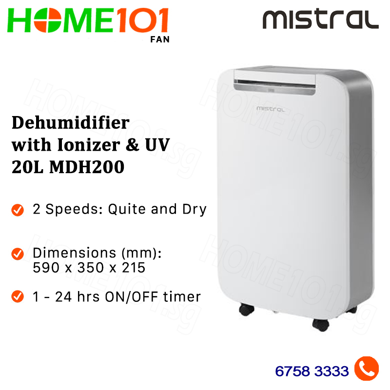 Mistral Dehumidifier with Ionizer and UV 20L MDH200 Singapore