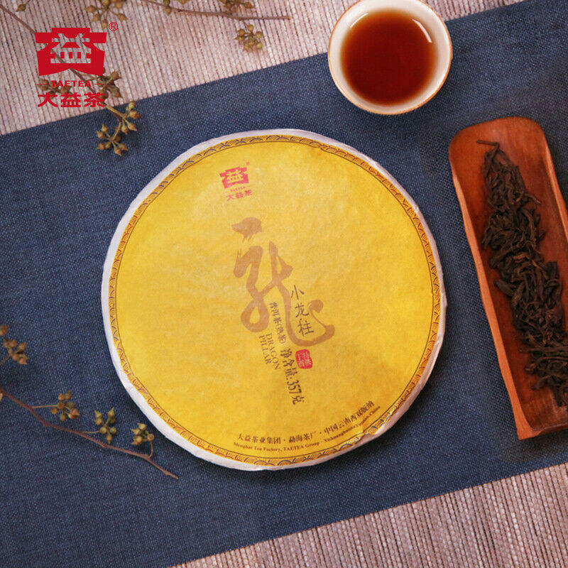 Menghai TAETEA Small DRAGON PILLAR Dayi Tea Cake Pu-erh 357g Ripe Puer 1801 ราคา 1,605 บาท*ส่งฟรี