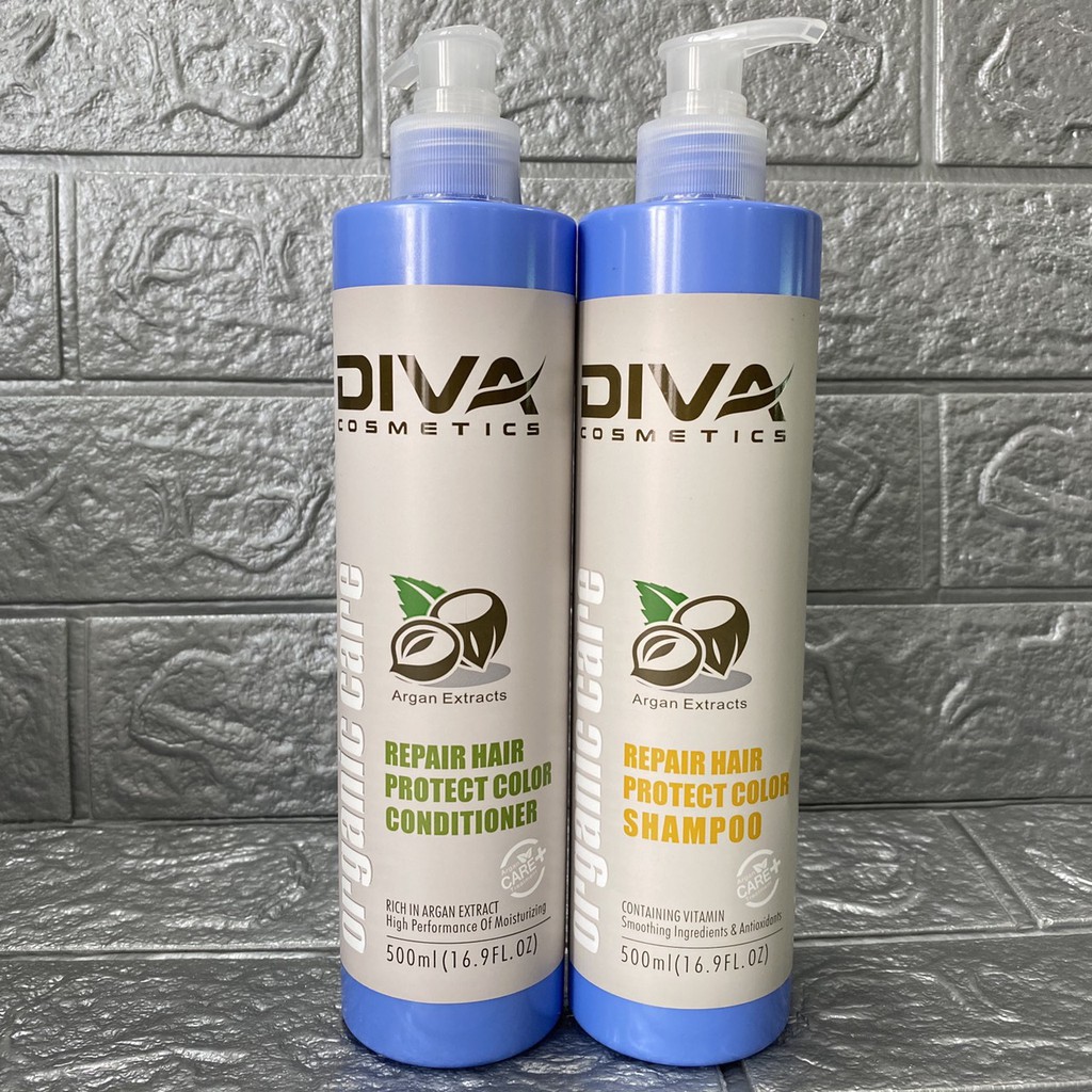 Dầu gội xả DIVA ORGANIC CARE phục hồi và bảo vệ màu nhuộm 500mlx2