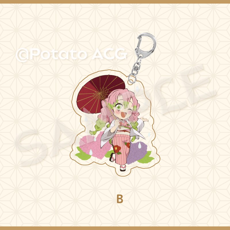 Móc khoá Demon Slayer Anime Keychain Women Kanroji Mitsuri Iguro Obanai Kawaii Acrylic KeyChain