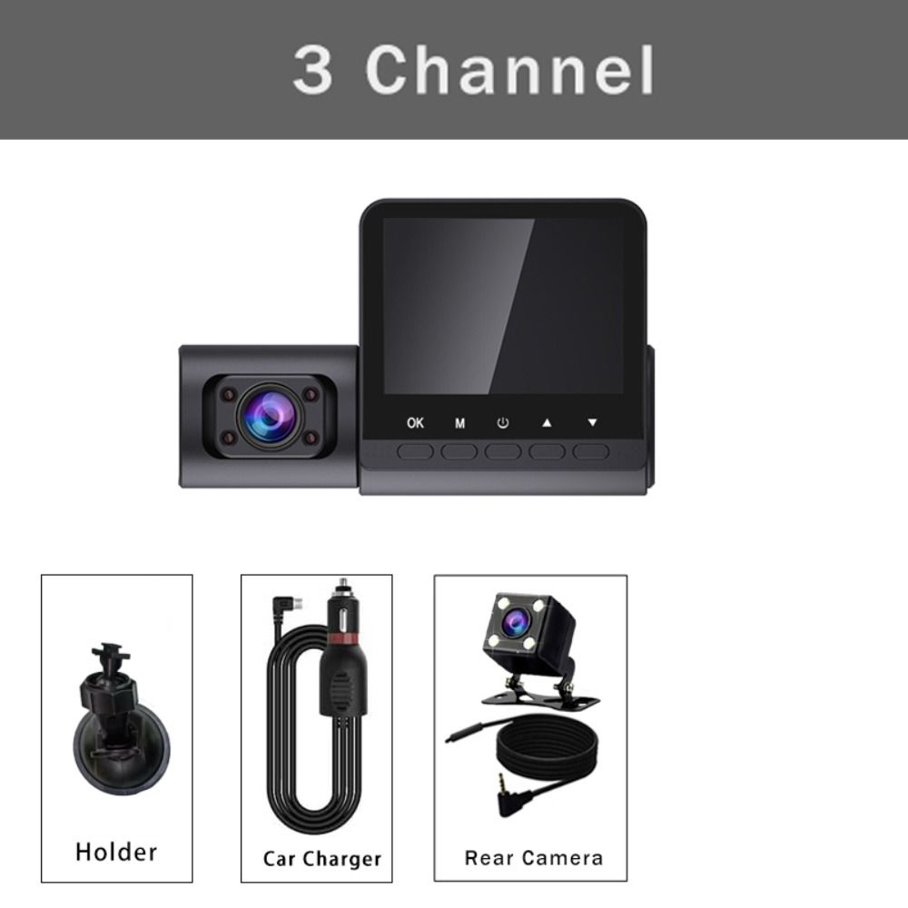 YIDIA 3-len Camera hành trình mini 3 kênh cho xe hơi 2 inch HD 1080P Máy Quay Video Xe Hơi 3 Camera 