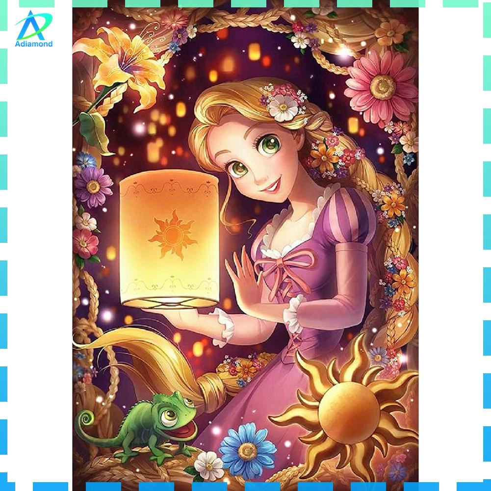 Tranh đính đá đục lỗ phủ kín tự làm 5D quà thêu thêu chữ thập Rapunzel