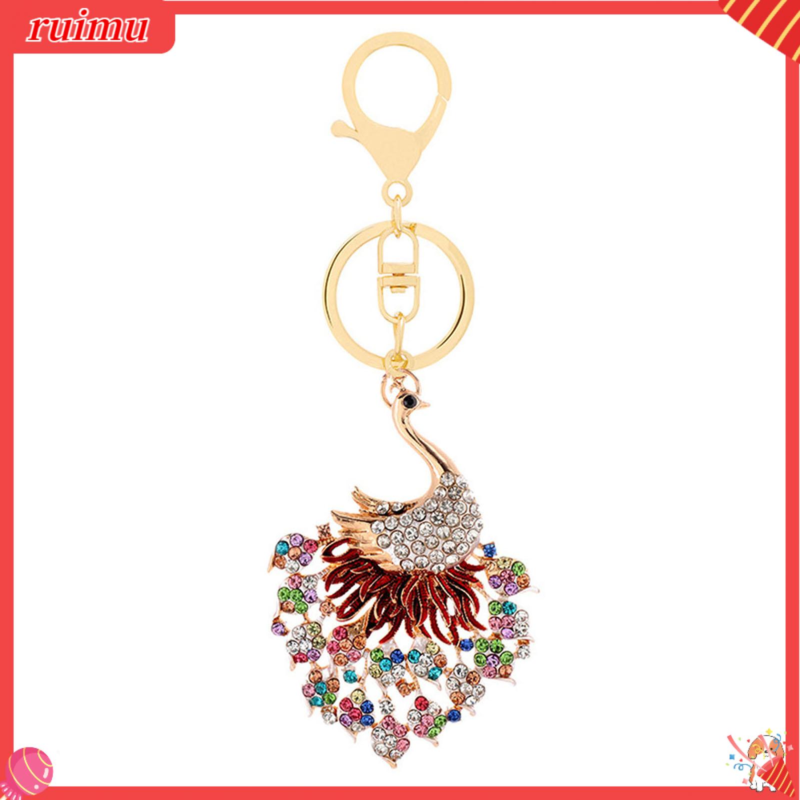 Ruimu tinh tế Keychain tinh tế Peacock Keychain với đầy màu sắc Thạch Charm Gắn Túi lưu niệm phụ kiện thời trang để bán
