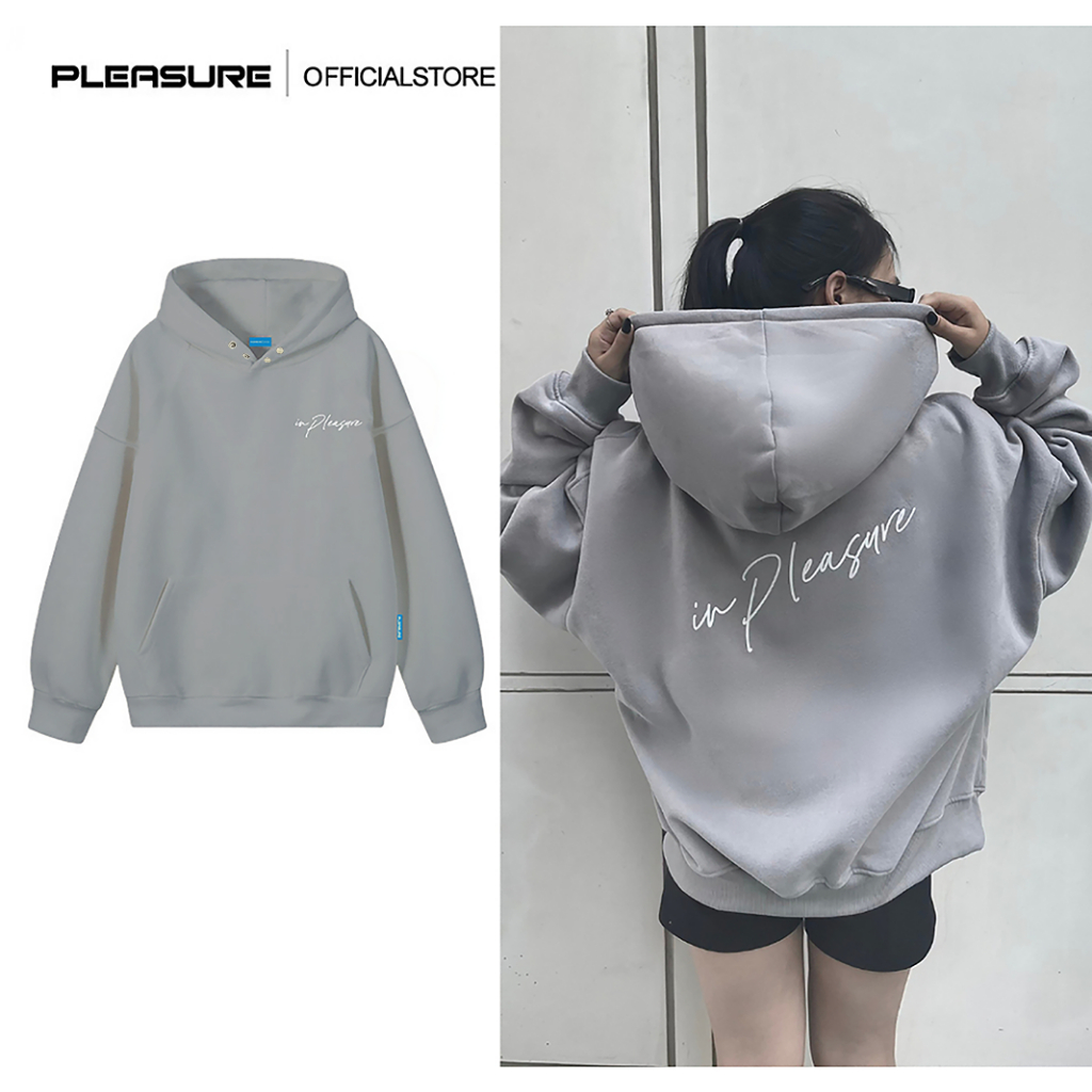 Áo hoodie PLEASURE Signature form rộng mũ 2 lớp tay phồng chất nỉ bông 100 cotton premium PL02