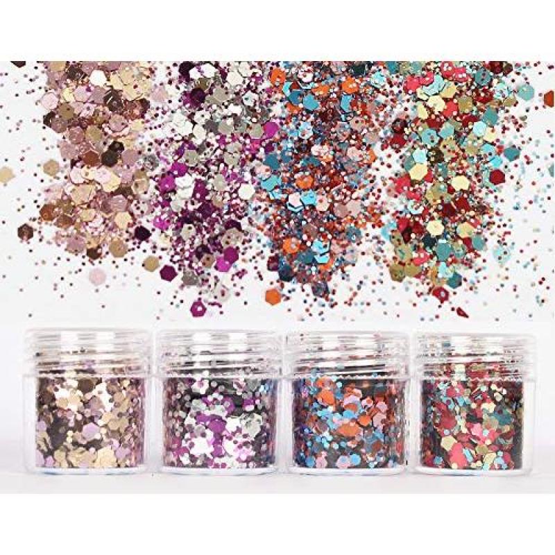 Buy Le Fu Li 16 Colors Body Glitter Sequins Chunky Glitter for Body Face Hair Make Up Nail Art Mixed Color Glitter Singapore