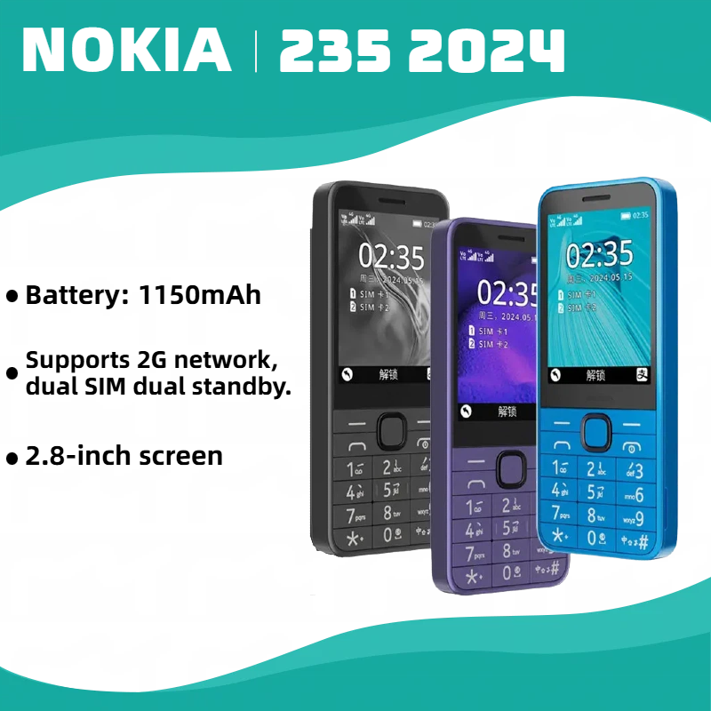 NOKIA 235 2G (2024) Retro Function Phone | 2.8-inch Large Screen | Dual SIM Dual Standby | 1450mAh Long Battery Life | Supports Alipay | Large Fonts and Large Buttons | Suitable for the Elderly and Students as Backup Devices ราคา 589 บาท*ส่งฟรี