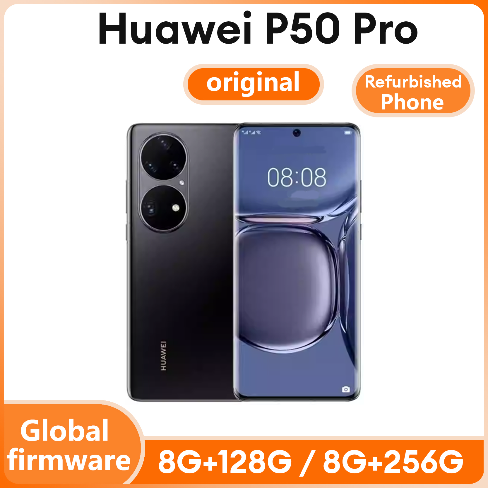 Refurbished Original Honor HUAWEI P50 Pro 4G Smartphone, 6.6" 120Hz OLED Curved Screen, HiSilicon Kirin 9000 & HarmonyOS used phone