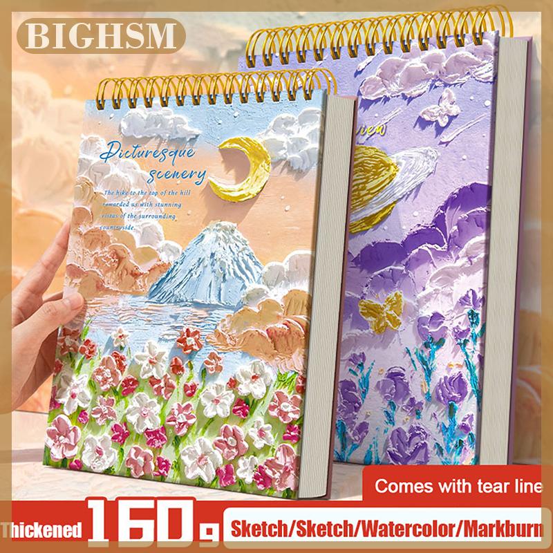 BIGHSM A4 8K 16K Dày Sketchbook 60 Sheets 160G Cho Vẽ Màu Nước Sơn Dầu Màu Bút Chì Trống Vẽ Cuốn Sách 