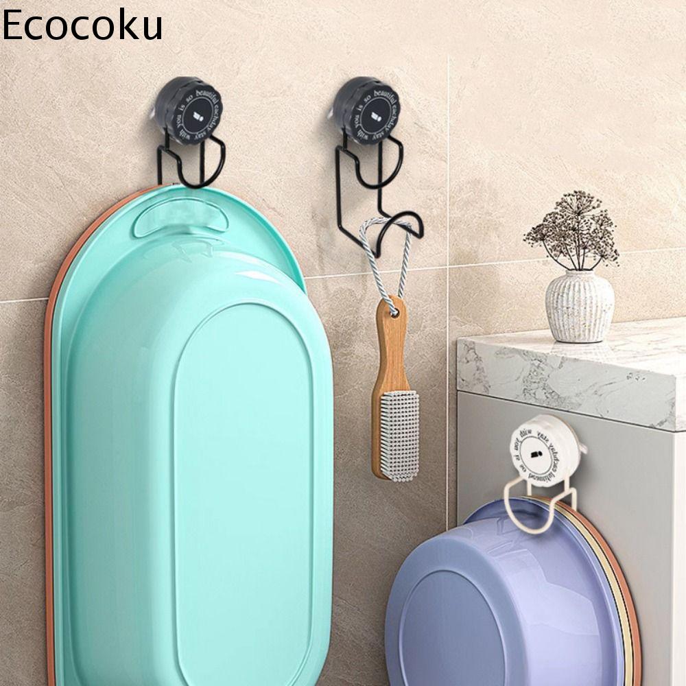 ECOCOKU Sắt Móc cốc hút Không lỗ Gắn tường Giá để chậu Đa chức năng Không thấm nước Móc chậu rửa Dành cho gia đình
