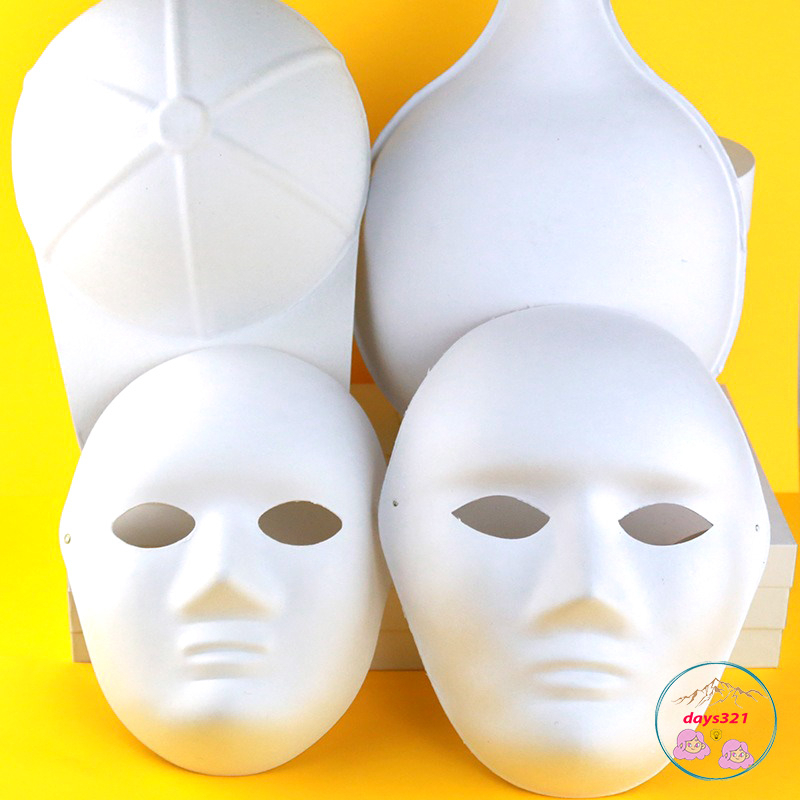 Mặt Nạ Hóa Trang Lễ Halloween Bằng Giấy Màu Trắng Toàn Diện Dành Cho Trẻ Em và người lớn - MSP685007