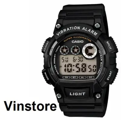 [Vinstore] Casio Black Resin Vibration Alarm Men Sports Watch W-735H-1AVDF W-735H-1A W-735H-1 W735H-1A