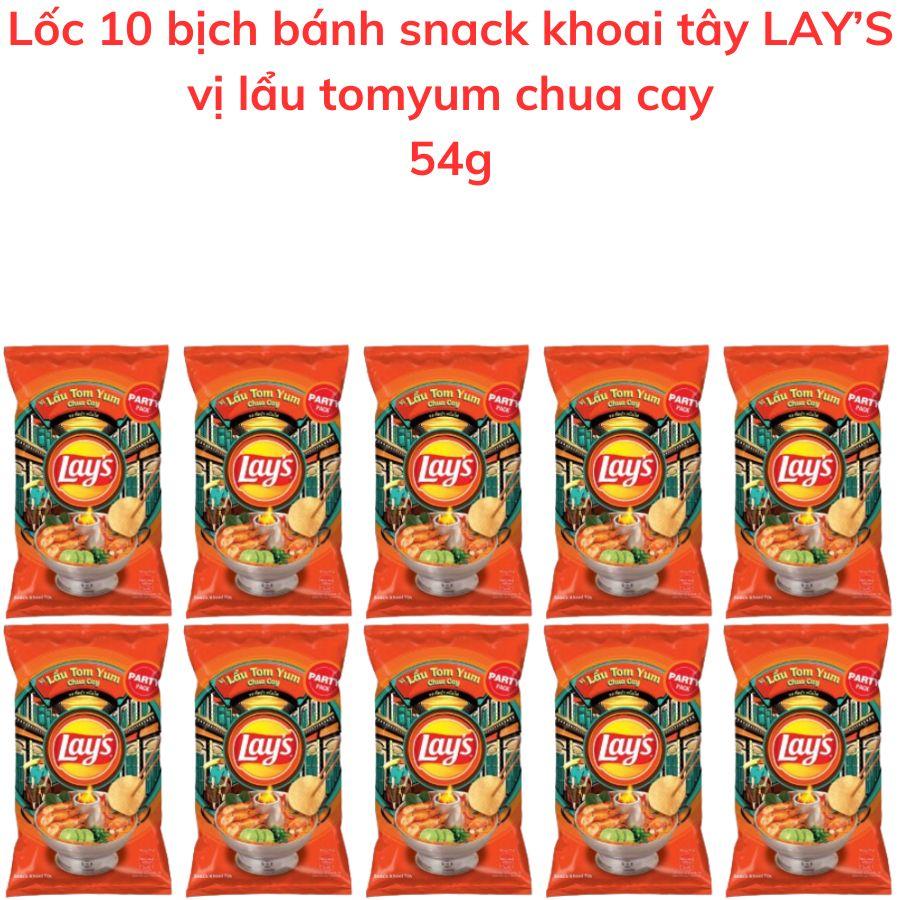 Bánh snack khoai tây LAY S vị lẩu tomyum chua cay 54g