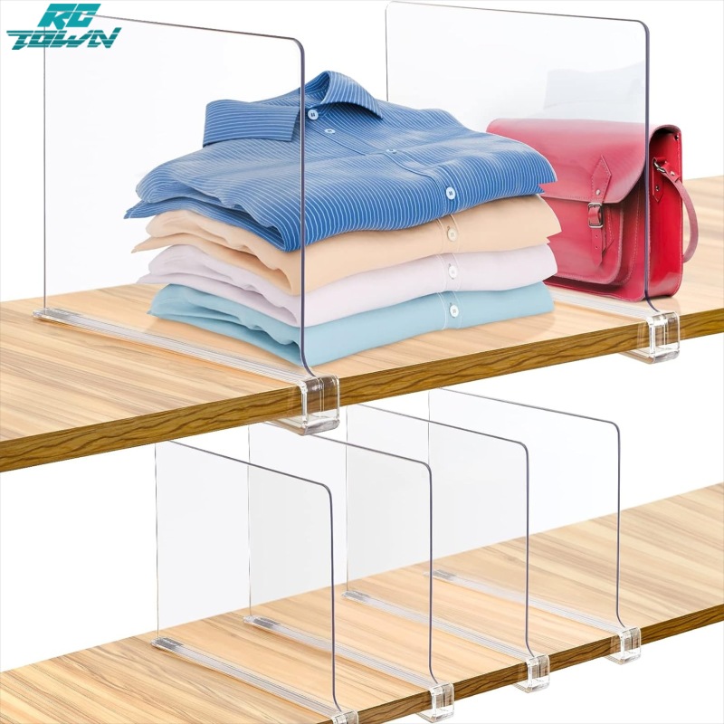 2/4/6 PCS Acrylic Fitted Shelf Dividers Closet Organization Separators Clear Shelf Dividers Wood Shelves Handbag Purse Sweater Organizer For Bedroom Kitchen Office ราคา 542 บาท*ส่งฟรี