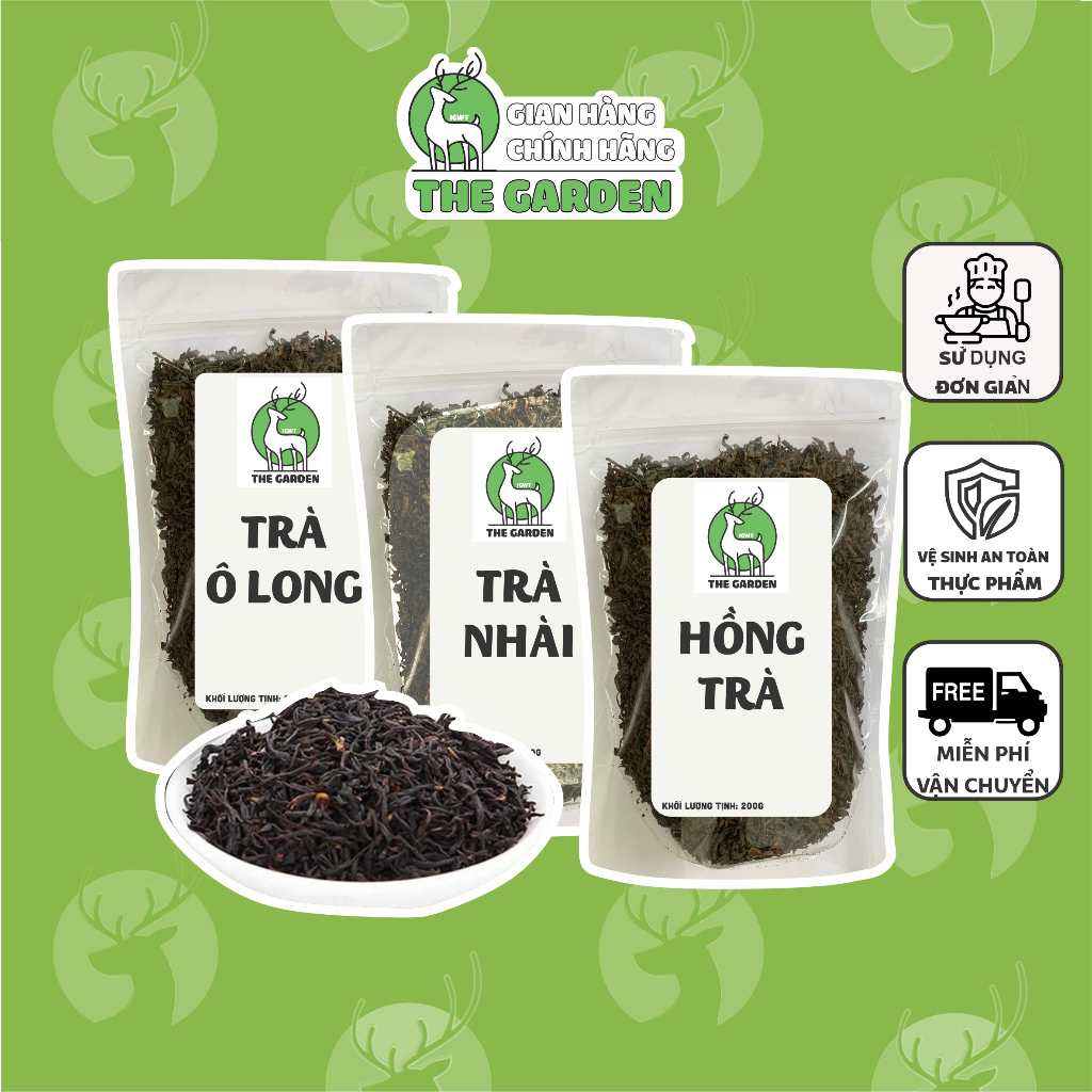 Hồng trà, trà đen phúc long, thái xanh, trà nhài, trà ô long, thái đỏ the garden gói 500g