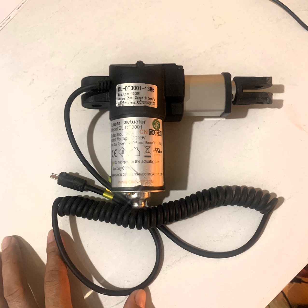 Động cơ xi lanh điện hành trình 2,5cm 1500N, Linear actuator