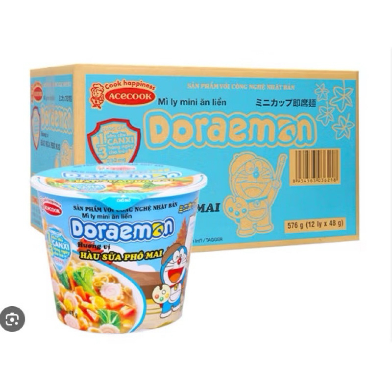 Mì ly mini Doraemon hàu sữa phô mai 48gx12ly