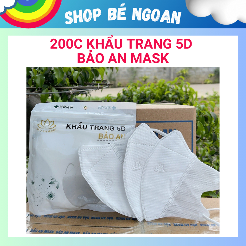 200c Khẩu trang 5D Bảo An Mask màu trắng Shop Bé Ngoan