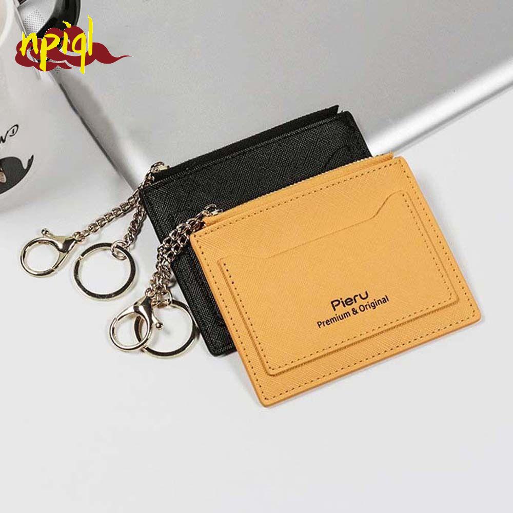 NPIQL Fashion Gifts Zipper Short Wallet ID Card Cover Ultra Thin Keychain
