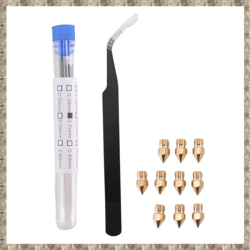 (RSDF) 21 Pieces 3D Printer Nozzle and Cleaning Kit 0.4 Mm Mk8 Nozzles 0.4 Mm Needles and 1 Pack Twe