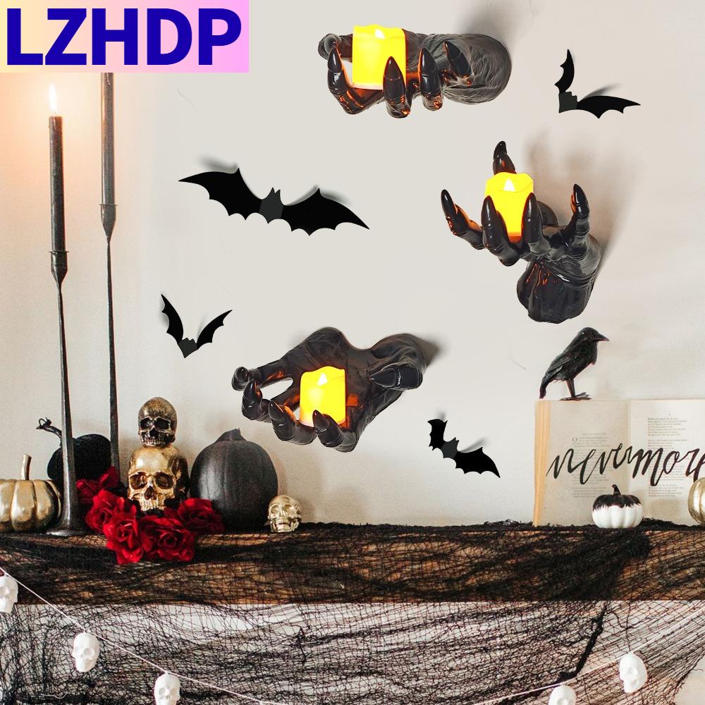 LZHDP 3Pcs สมจริง แฮนด์ปีศาจติดผนังฮาโลวีน พลาสติก ดำ ของตกแต่งมือขนาดเท่าจริงสำหรับฮาโลวีน ที่แขวนผ้าขนหนู พร้อมเทียน ตะขอเก็บของมือผี บ้านผีสิง ราคา 696 บาท*ส่งฟรี