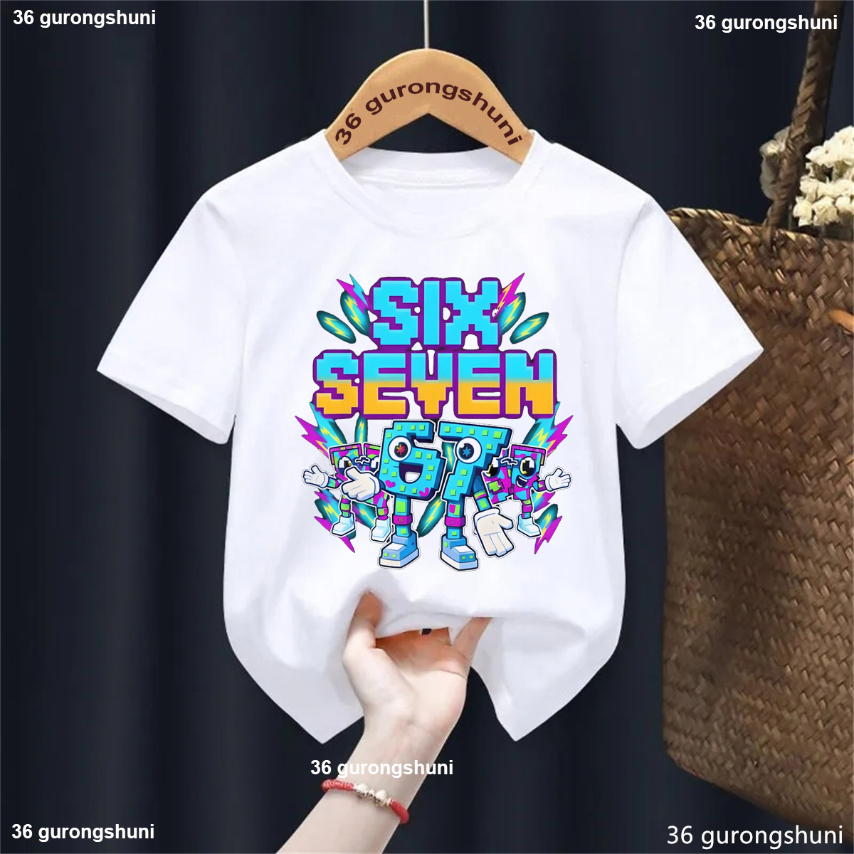 Italian Brainrot 67 Meme Building Blocks Printed T Shirt Girls/Boys Kawaii Kids Clothes White/Black/Pink/Blue/Red/Grey Tshirt - 5