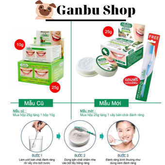 Combo Bột Trắng Răng Green Herb 25g Thái Lan (Mẫu Mới & Cũ)