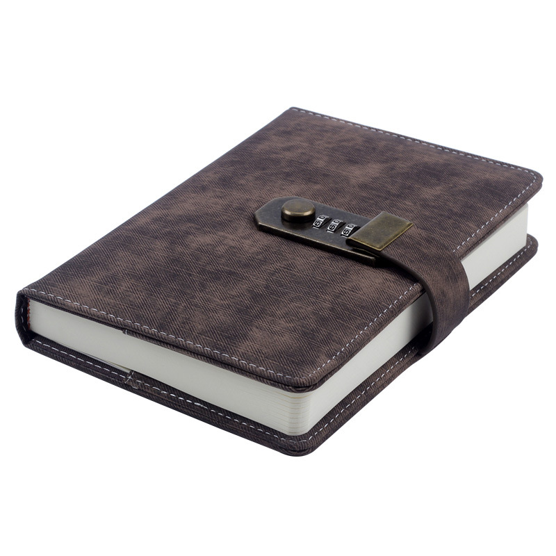 Retro Password Book PU Leather Cover Diary Book Female Lock Diary Simple Art Adult Student Ancient Style Business Notebook SDFF