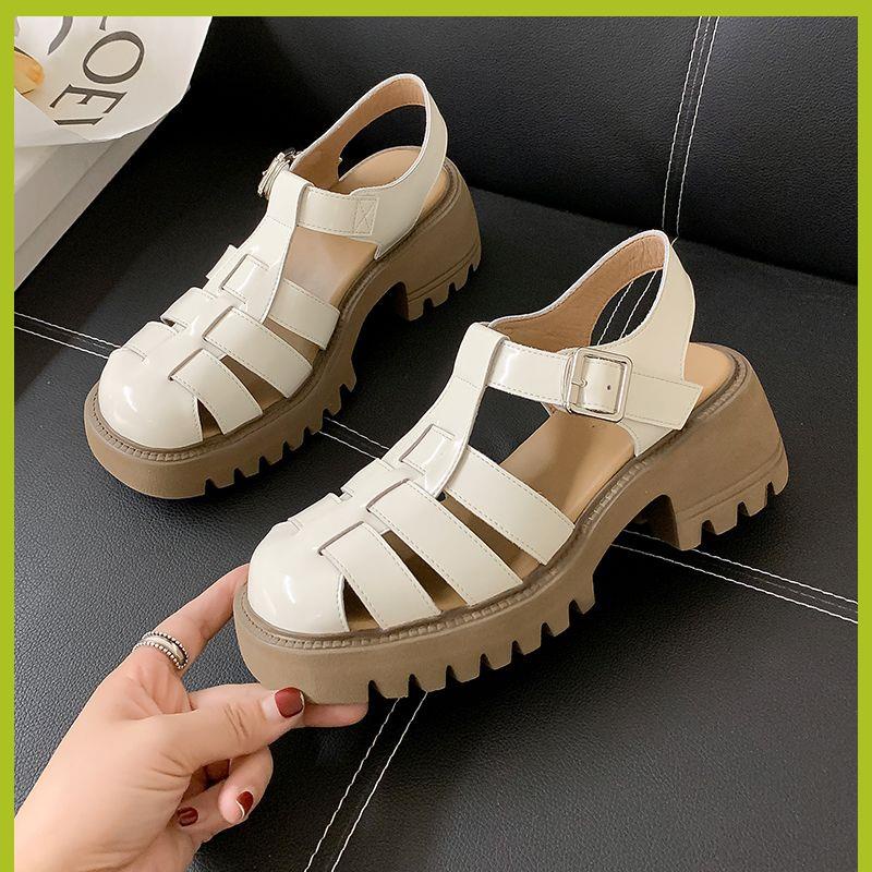 dép bánh mì đế cao dép dễ thương Giày Sandal Da Thật Đế Dày Thời Trang Mùa Hè 2022 Cho Nữ
