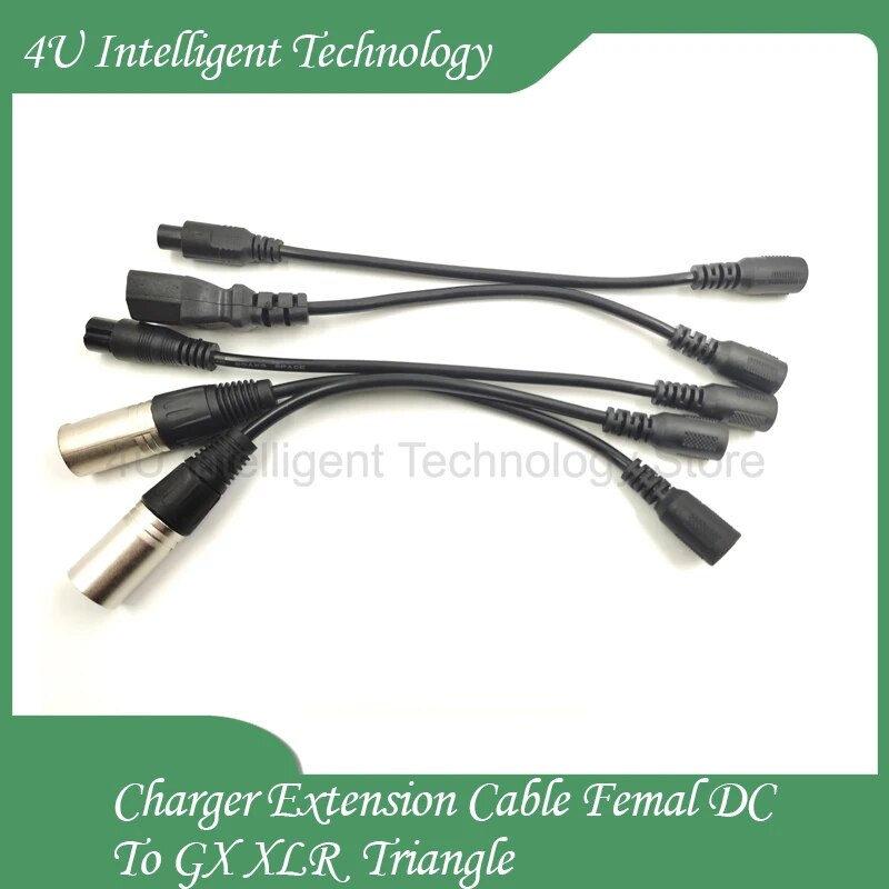 【T-Moto】 Charger Extension Cable Female Dc5521 To Gx12 Gx16 Xlr 3pin Xlr 4pin Triangle Plug