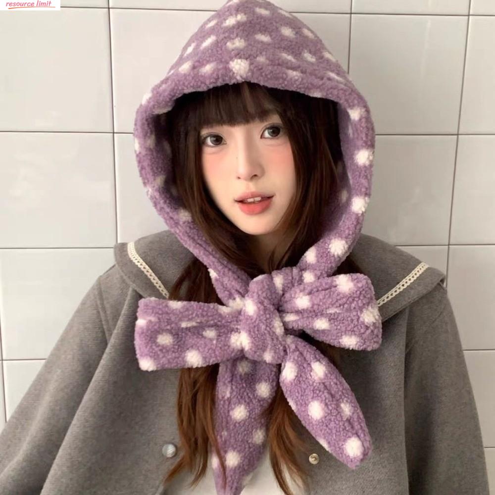 RESOURCE LIMIT ขนแกะ หมวกผ้าพันคอลายจุดฤดูหนาว กระต่ายการ์ตูน อบอุ่น ที่อุ่นคอ เล่นสกี ชุดคลุม ผ้าพันคอแบบมีหมวกในตัว ฤดูใบไม้ร่วง ราคา 173 บาท*ส่งฟรี