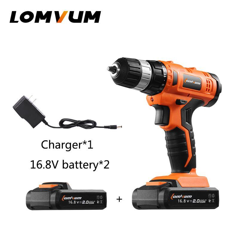 LOMVUM Mini Drill 16.8V Cordless Drill Rechargeable Lithium/ Li-ion Battery Electric Drill Household Woodworking DrIll