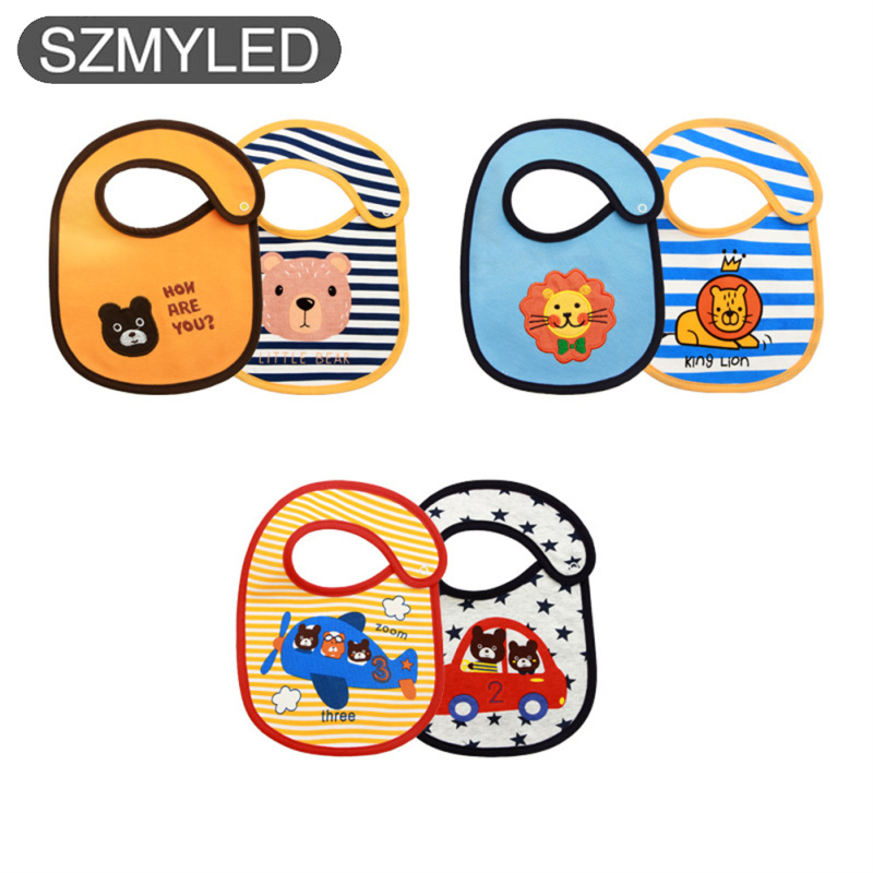 2 Pack Infant Baby Bibs Cute Cotton Girls Boy Cartoon Printed Bibs For Drooling And Teething Soft Baby Drool Bibs