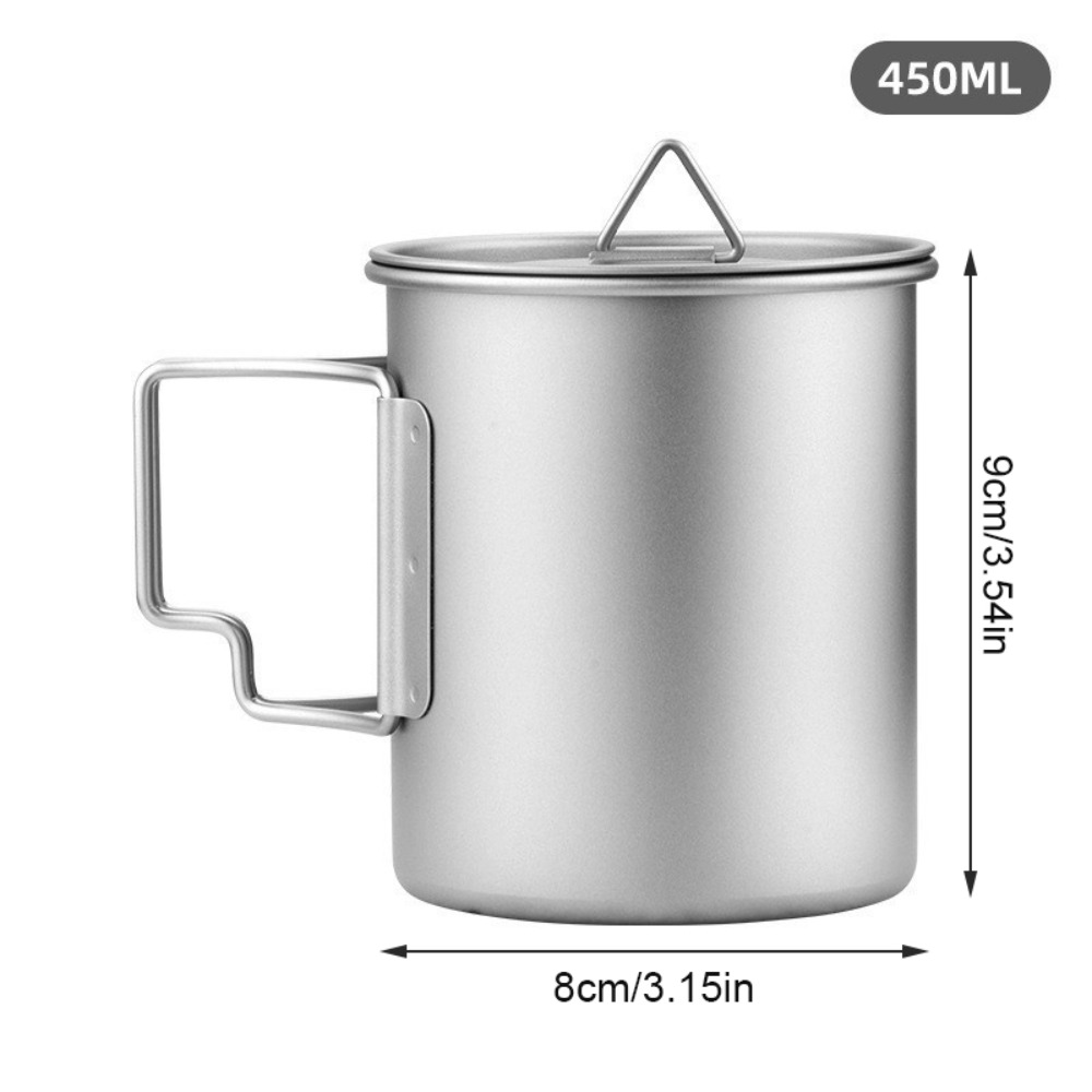 MISFORTUNESTORE17RE1 300ML/450ML/750ML Cốc nước ngoài trời Chống gỉ sét Titanium Cốc dã ngoại cắm trại Di động Có tay cầm có thể gập lại Cốc bia Du lịch - 4
