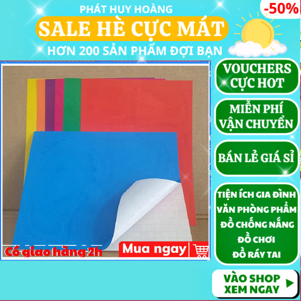 Giấy thủ công có keo dán sẵn nhiều màu, thủ công decal nhiều màu có keo dán, giấy decal thủ công có kéo dán cho tiểu học, giấy thủ công giành cho tiểu học có keo dán tiện lợi, giấy màu thủ công a5 có keo dán - Phát Huy Hoàng