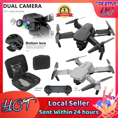 🔥【SG Ready Stock】🔥 Dual Camera E88 Eequipped drone with WIFI FPV, wide angle height keep RC folding drone/drone camera
