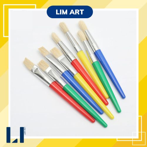 Bộ 4 cọ lông lợn, lông heo vẽ tranh thân nhựa nhiều màu sắc
