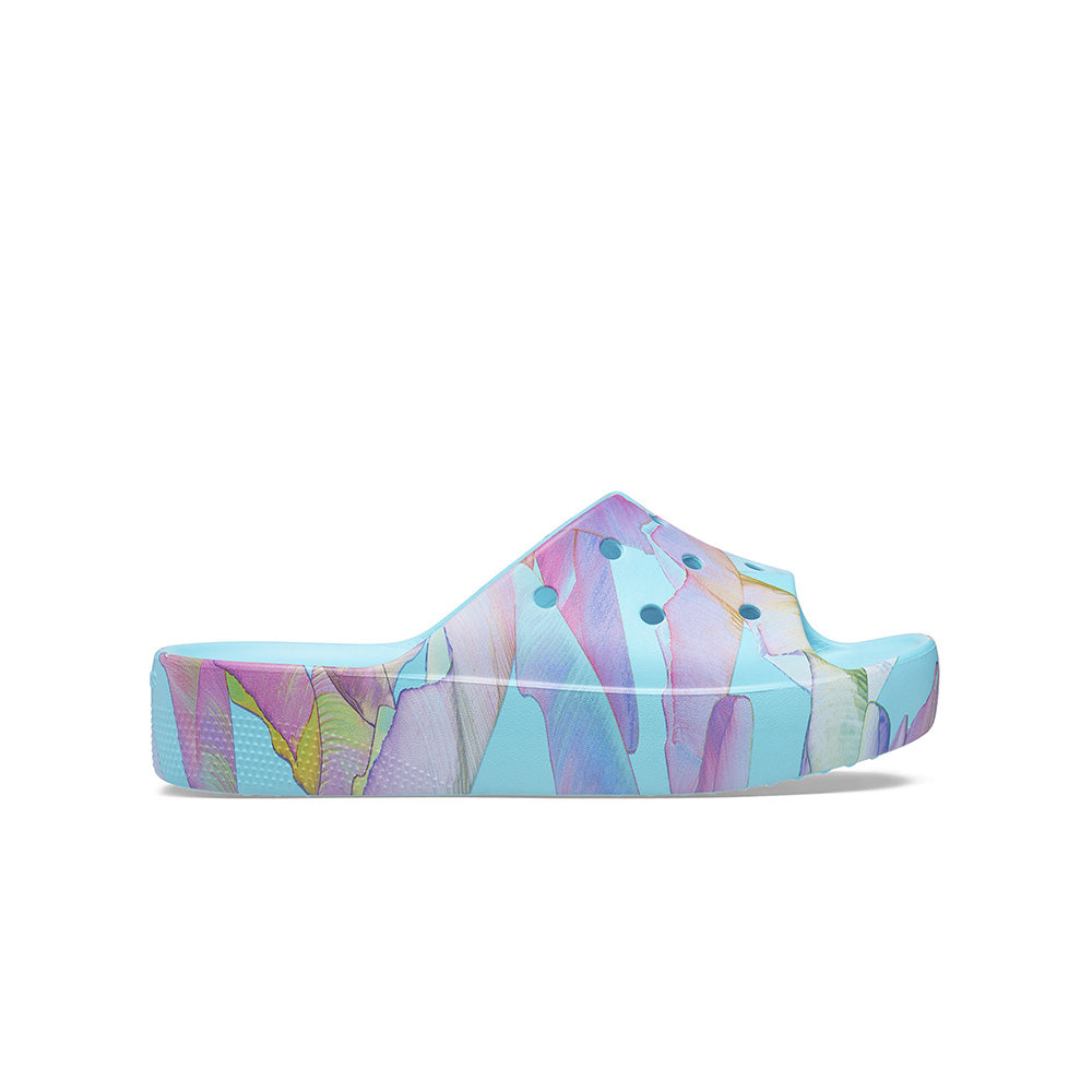 Dép Quai Ngang Nữ Crocs Classic Platform Palm Print - Neptune